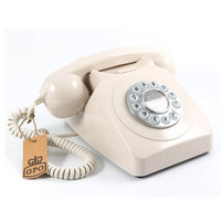 GPO 746 Retro Rotary Push Button Desk Phone Ivory Home Office Kings Warehouse 