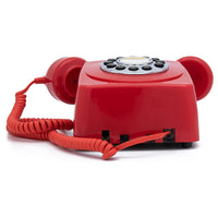 GPO 746 Retro Wall Mount Rotary Push Button Home Phone Landline Classic Red Kings Warehouse 
