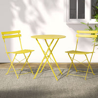 Gradeon 3PC Outdoor Bistro Set Steel Table and Chairs Patio Furniture Yellow Summer Outdoor Living Kings Warehouse 