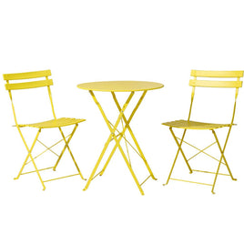 Gradeon 3PC Outdoor Bistro Set Steel Table and Chairs Patio Furniture Yellow Summer Outdoor Living Kings Warehouse 
