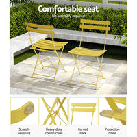 Gradeon 3PC Outdoor Bistro Set Steel Table and Chairs Patio Furniture Yellow Summer Outdoor Living Kings Warehouse 