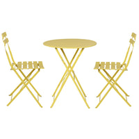 Gradeon 3PC Outdoor Bistro Set Steel Table and Chairs Patio Furniture Yellow Summer Outdoor Living Kings Warehouse 