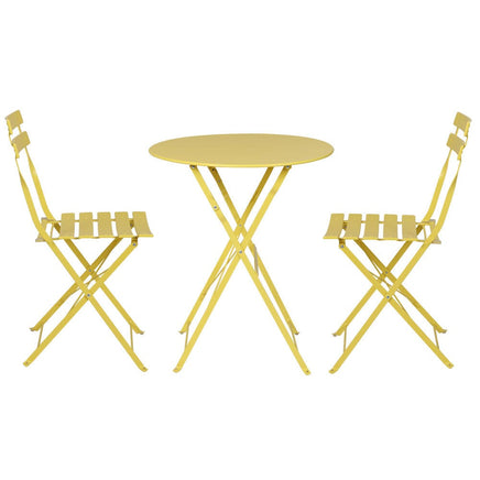 Gradeon 3PC Outdoor Bistro Set Steel Table and Chairs Patio Furniture Yellow Summer Outdoor Living Kings Warehouse 