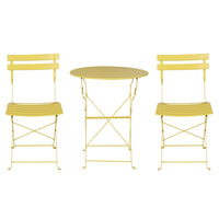 Gradeon 3PC Outdoor Bistro Set Steel Table and Chairs Patio Furniture Yellow Summer Outdoor Living Kings Warehouse 