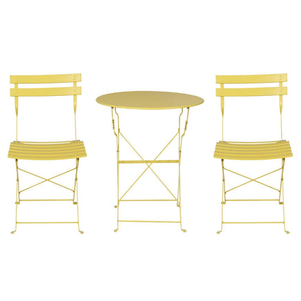 Gradeon 3PC Outdoor Bistro Set Steel Table and Chairs Patio Furniture Yellow Summer Outdoor Living Kings Warehouse 