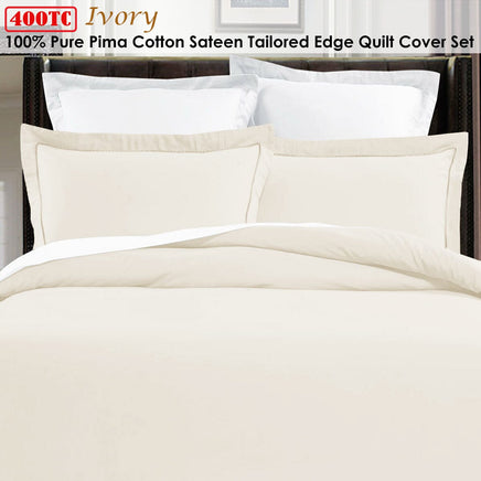 Grand Aterlier Pima Cotton Ivory Quilt Cover Set King Home & Garden Kings Warehouse 