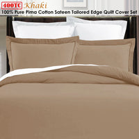 Grand Aterlier Pima Cotton Khaki Quilt Cover Set King Home & Garden Kings Warehouse 