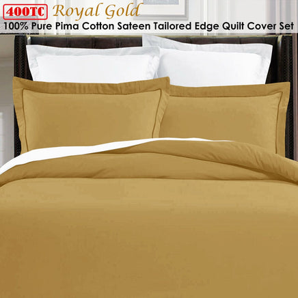 Grand Aterlier Pima Cotton Royal Gold Quilt Cover Set King Home & Garden Kings Warehouse 