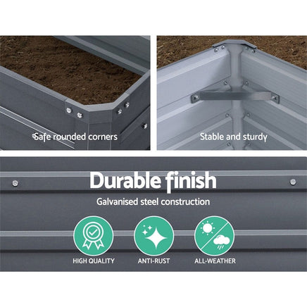 Green Fingers 2x Garden Bed 100x100x77cm Planter Box Raised Container Galvanised Home & Garden Kings Warehouse 
