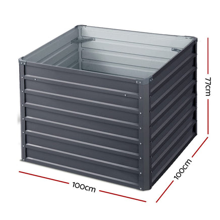 Green Fingers 2x Garden Bed 100x100x77cm Planter Box Raised Container Galvanised Home & Garden Kings Warehouse 
