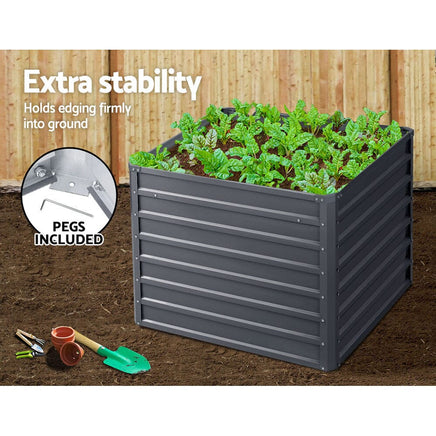 Green Fingers 2x Garden Bed 100x100x77cm Planter Box Raised Container Galvanised Home & Garden Kings Warehouse 