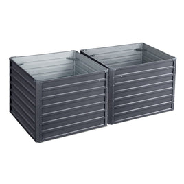 Green Fingers 2x Garden Bed 100x100x77cm Planter Box Raised Container Galvanised Home & Garden Kings Warehouse 