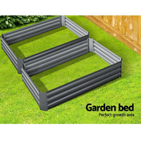 Green Fingers 2x Garden Bed 120x90cm Planter Box Raised Container Galvanised Herb Home & Garden Kings Warehouse 