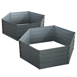 Green Fingers 2x Garden Bed 130x130x46cm Planter Box Raised Container Galvanised Home & Garden Kings Warehouse 