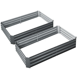 Green Fingers 2x Garden Bed 150x90cm Planter Box Raised Container Galvanised Herb Home & Garden Kings Warehouse 