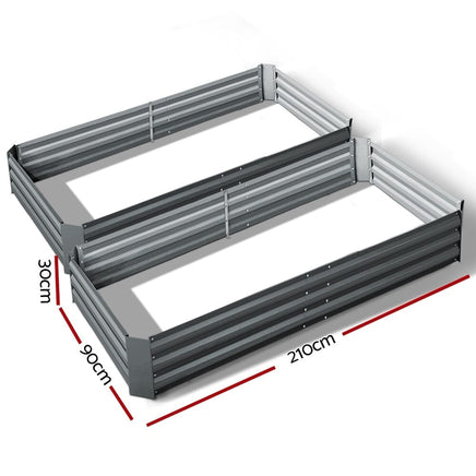 Green Fingers 2x Garden Bed 210x90cm Planter Box Raised Container Galvanised Herb Home & Garden Kings Warehouse 