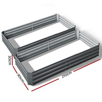 Green Fingers 2x Garden Bed 210x90cm Planter Box Raised Container Galvanised Herb Home & Garden Kings Warehouse 