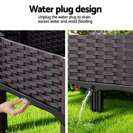 Green Fingers Garden Bed 120x40x36cm PP Planter Box Raised Container Growing Herb Home & Garden Kings Warehouse 