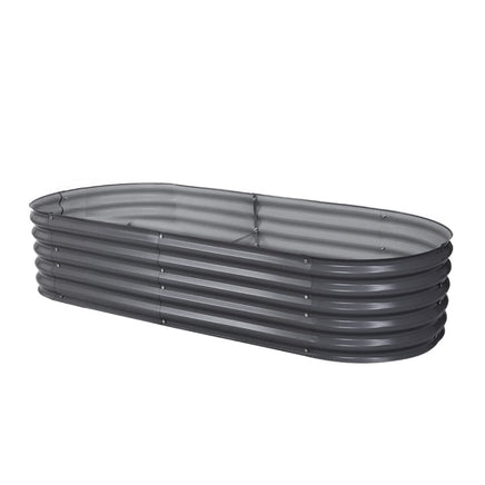 Green Fingers Garden Bed 160X80X42cm Oval Planter Box Raised Container Galvanised Home & Garden Kings Warehouse 