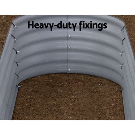 Green Fingers Garden Bed 160X80X42cm Oval Planter Box Raised Container Galvanised Home & Garden Kings Warehouse 