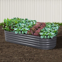 Green Fingers Garden Bed 160X80X42cm Oval Planter Box Raised Container Galvanised Home & Garden Kings Warehouse 