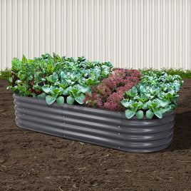 Green Fingers Garden Bed 160X80X42cm Oval Planter Box Raised Container Galvanised Home & Garden Kings Warehouse 
