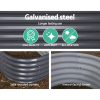 Green Fingers Garden Bed 160X80X42cm Oval Planter Box Raised Container Galvanised Home & Garden Kings Warehouse 