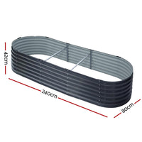 Green Fingers Garden Bed 240X80X42cm Oval Planter Box Raised Container Galvanised Home & Garden Kings Warehouse 