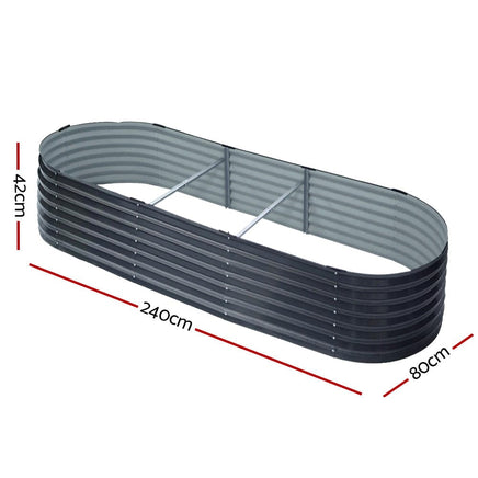 Green Fingers Garden Bed 240X80X42cm Oval Planter Box Raised Container Galvanised Home & Garden Kings Warehouse 