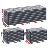 Green Fingers Garden Bed 240x80x77cm Planter Box Raised Container Galvanised Herb Home & Garden Kings Warehouse 