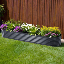Green Fingers Garden Bed 320X80X42cm Oval Planter Box Raised Container Galvanised Home & Garden Kings Warehouse 