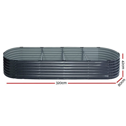Green Fingers Garden Bed 320X80X42cm Oval Planter Box Raised Container Galvanised Home & Garden Kings Warehouse 