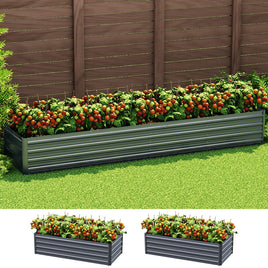 Green Fingers Garden Bed 320X80X45cm Planter Box Raised Container Galvanised Herb Home & Garden Kings Warehouse 