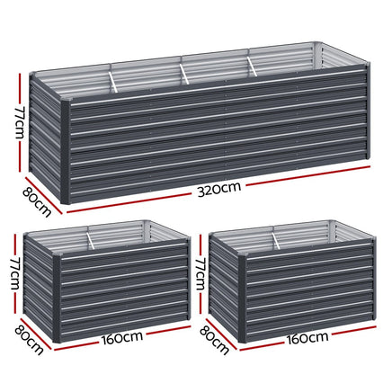 Green Fingers Garden Bed 320x80x77cm Planter Box Raised Container Galvanised Herb Home & Garden Kings Warehouse 