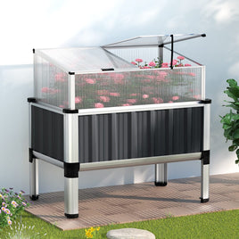 Green Fingers Garden Bed 80x49x74cm Greenhouse Planter Box Raised Galvanised Herb Home & Garden Kings Warehouse 