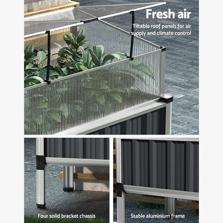 Green Fingers Garden Bed 80x49x74cm Greenhouse Planter Box Raised Galvanised Herb Home & Garden Kings Warehouse 