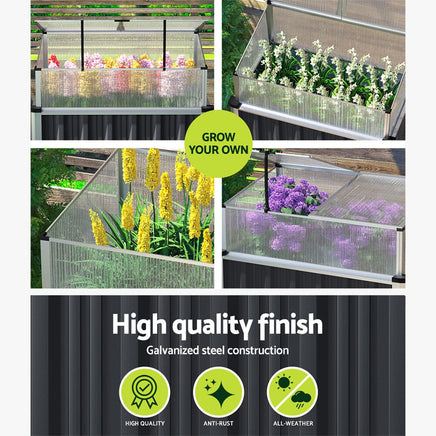 Green Fingers Garden Bed 80x49x74cm Greenhouse Planter Box Raised Galvanised Herb Home & Garden Kings Warehouse 