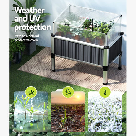 Green Fingers Garden Bed 80x49x74cm Greenhouse Planter Box Raised Galvanised Herb Home & Garden Kings Warehouse 