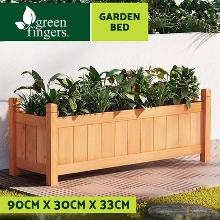 Green Fingers Garden Bed 90x30x33cm Wooden Planter Box Raised Container Growing Home & Garden Kings Warehouse 