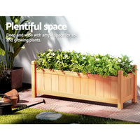Green Fingers Garden Bed 90x30x33cm Wooden Planter Box Raised Container Growing Home & Garden Kings Warehouse 