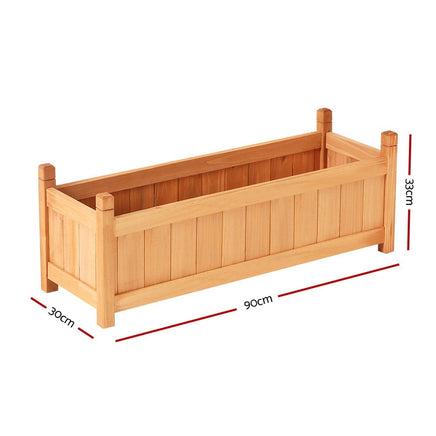 Green Fingers Garden Bed 90x30x33cm Wooden Planter Box Raised Container Growing Home & Garden Kings Warehouse 