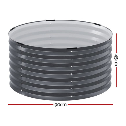Green Fingers Garden Bed 90X45cm Round Latches Planter Box Raised Galvanised Herb Home & Garden Kings Warehouse 