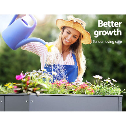Green Fingers Garden Bed Elevated 100X80X30cm Planter Box Container Galvanised Home & Garden Kings Warehouse 