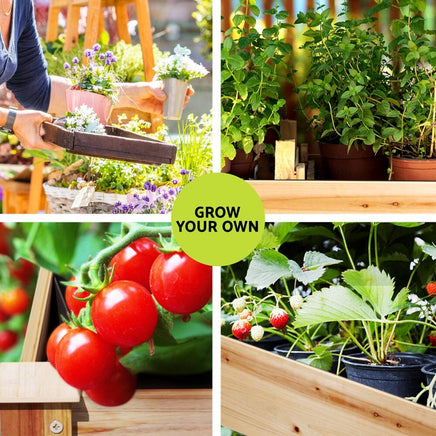 Green Fingers Garden Bed Elevated 120x60x80cm Wooden Planter Box Raised Container Home & Garden Kings Warehouse 