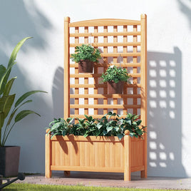 Green Fingers Garden Bed Wooden 64x35x115cm Planter Raised Box Container Trellis Home & Garden Kings Warehouse
