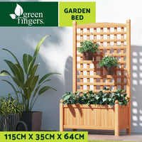Green Fingers Garden Bed Wooden 64x35x115cm Planter Raised Box Container Trellis Home & Garden Kings Warehouse 