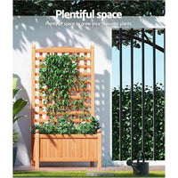 Green Fingers Garden Bed Wooden 64x35x115cm Planter Raised Box Container Trellis Home & Garden Kings Warehouse 