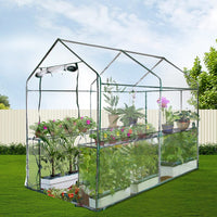 Green Fingers Greenhouse 1.2x1.9x1.9M Walk in Green House Tunnel Clear Garden Shed 4 Shelves