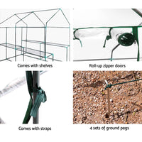 Green Fingers Greenhouse 1.2x1.9x1.9M Walk in Green House Tunnel Clear Garden Shed 4 Shelves Home & Garden Kings Warehouse 