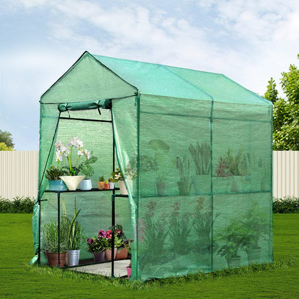 Green Fingers Greenhouse 1.2x1.9x1.9M Walk in Green House Tunnel Plant Garden Shed 4 Shelves Home & Garden Kings Warehouse 